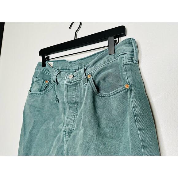 Levi's Premium 501 Original Green Misty Silver Pine Cropped Jeans Size W31 L26 - Picture 7 of 16